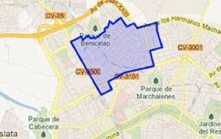 Plano del barrio de Benicalap en Valencia
