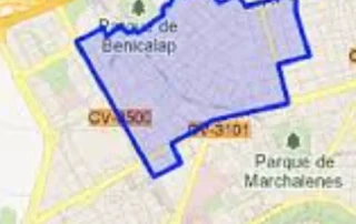 mapa zona Benicalap de Valencia